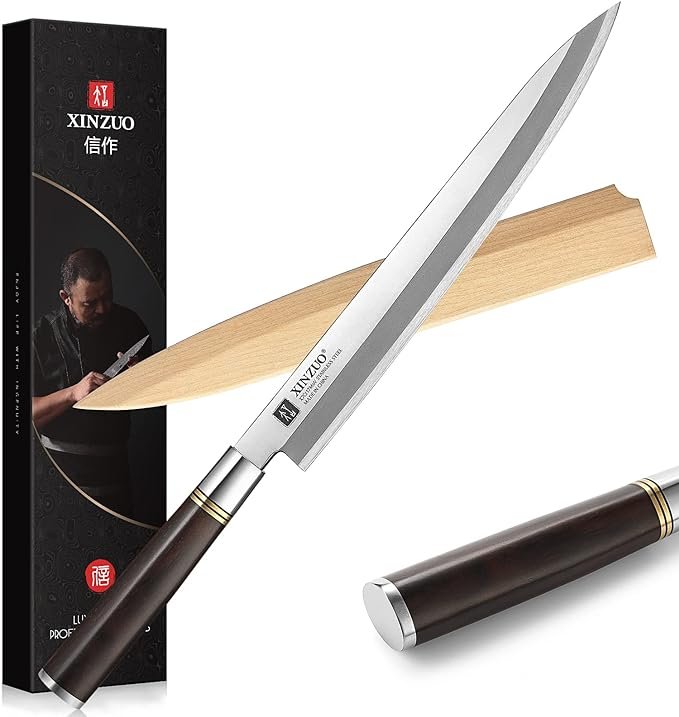 Cuchillo para Sushi 1: Cuchillo de Sushi Profesional Hoja de un Solo Filo (Yanagiba) 27cm