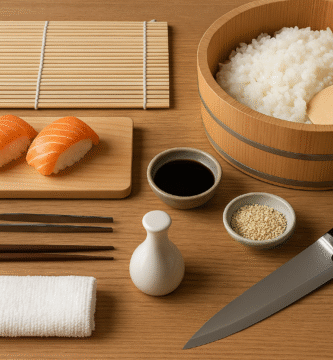 utensilios para hacer sushi, herramientas japonesas de cocina, esterilla de bambú